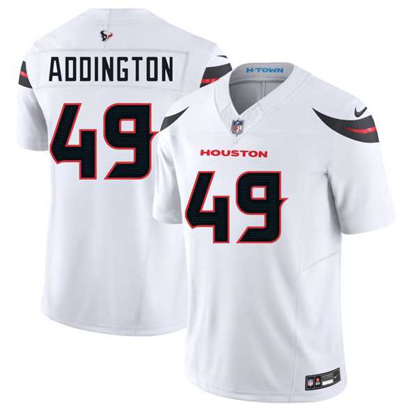 Men & Women & Youth Houston Texans #49 Tucker Addington White 2025 F.U.S.E. Vapor Limited Stitched Jersey
